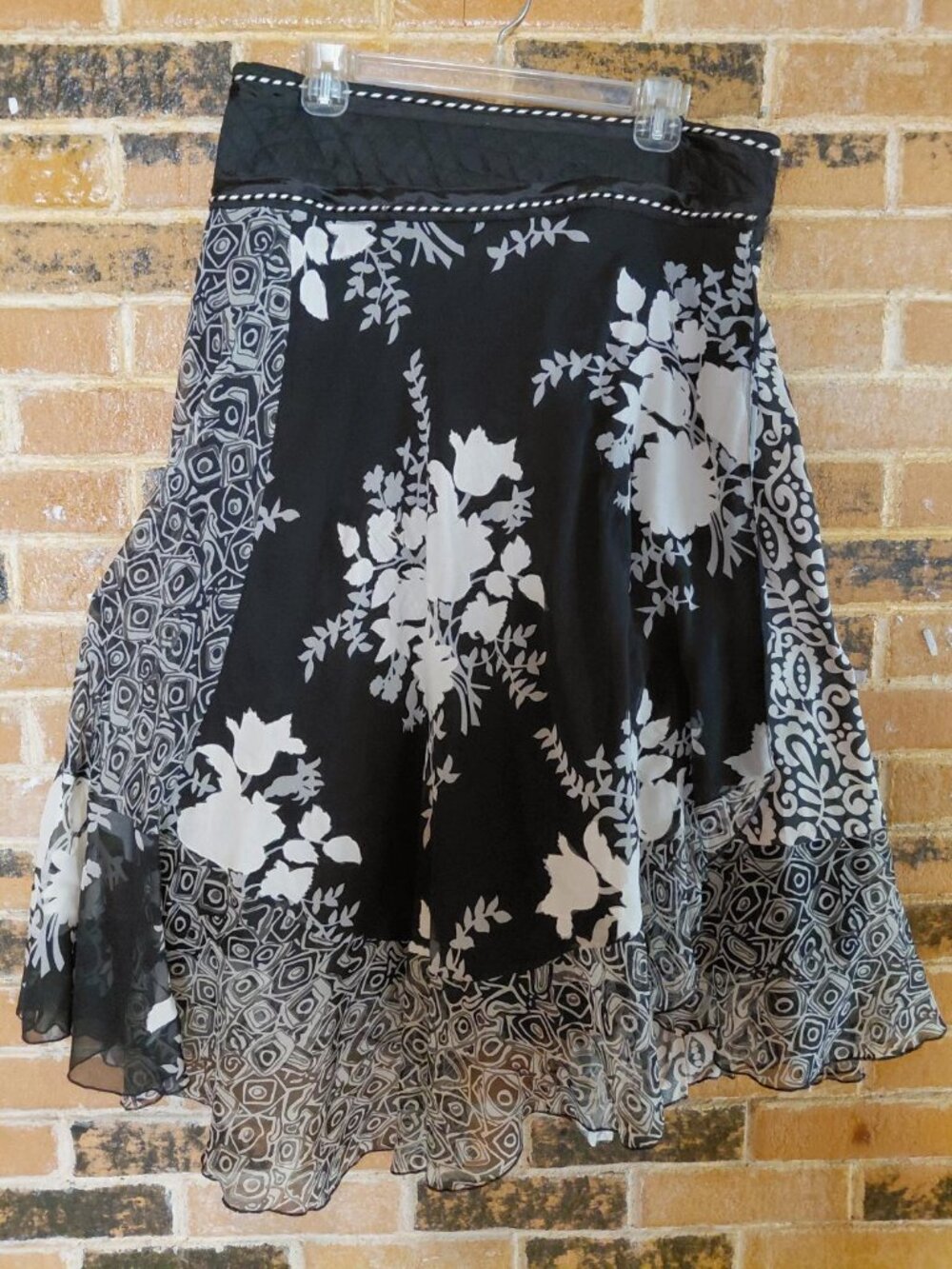 Vintage Sandy Starkman Black and White Boho Wrap Skirt